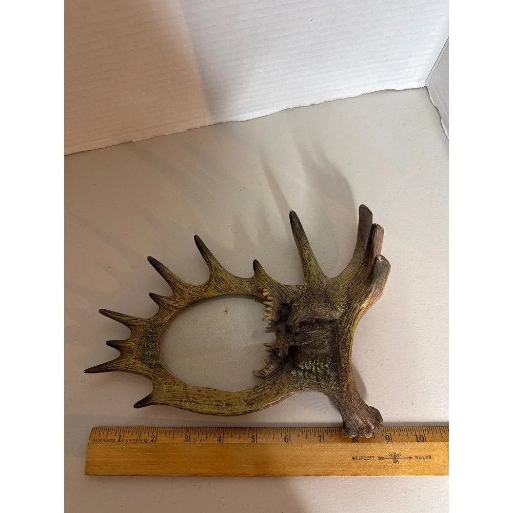 Rustic Faux Moose Antler Wall Picture Frame Wildlife Lodge Cabin Decor 8.5x8in